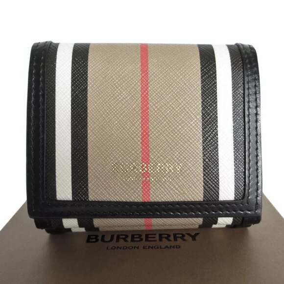 BURBERRY Bifold Wallet Beige / black PVC - Picture 1 of 10